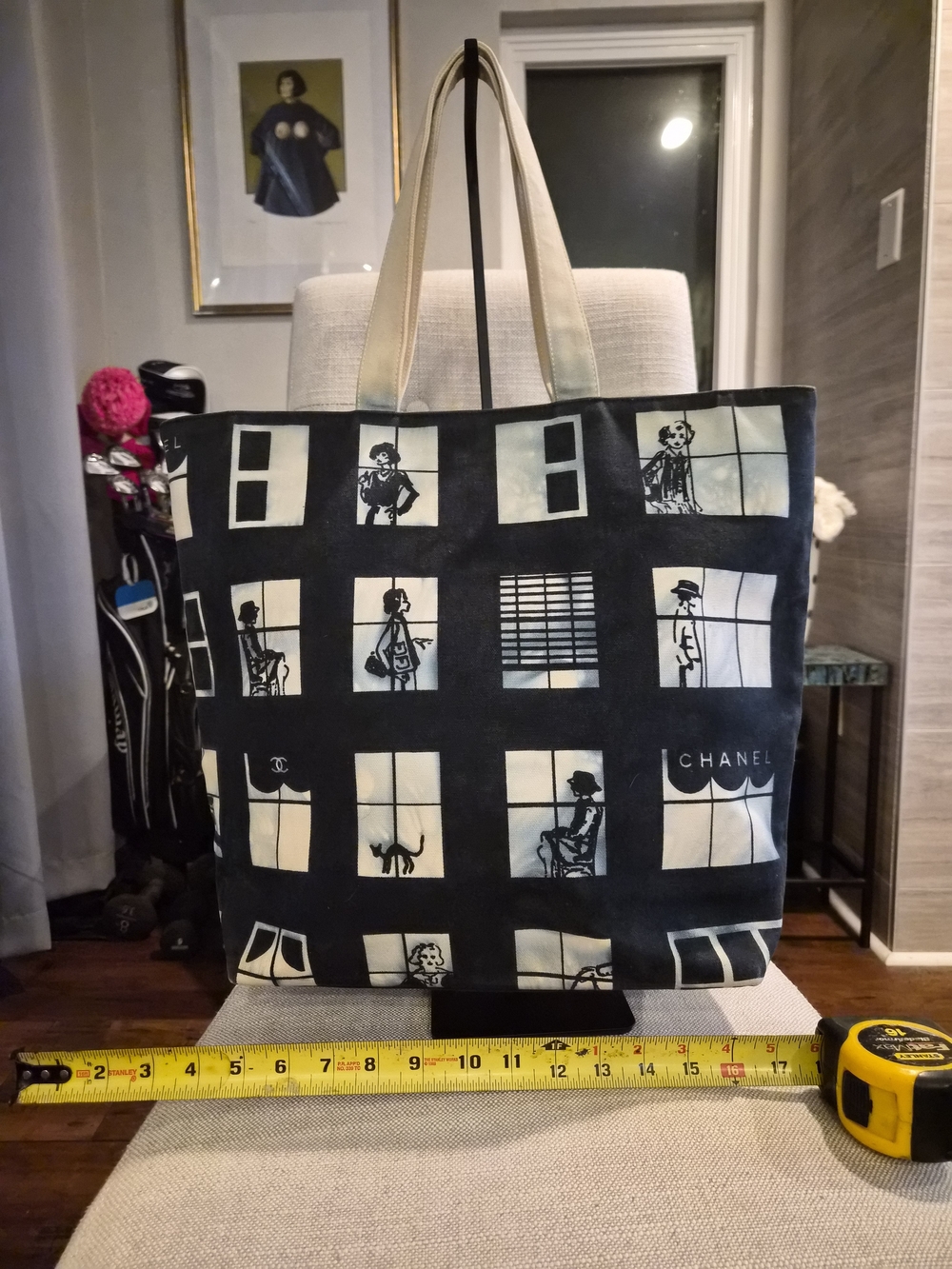 Chanel Vintage 2004 Window Silhouette Canvas Tote Bag Graphic Paris Print - Picture 12 of 16